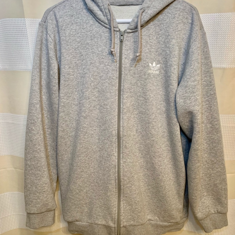 Men’s Adidas Hoodie, Size L, Grey and White